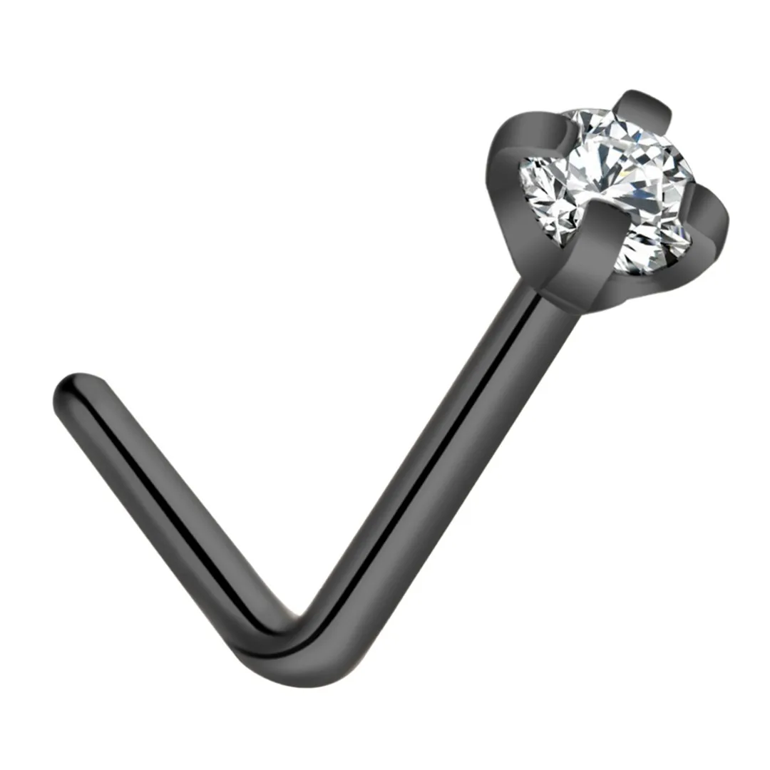 Fashion Crystal Nose Studs Surgical Steel Cubic Zirconia 0.8*7mm Nose Rings Shellhard Sexy Women Body Piercing Jewelry
