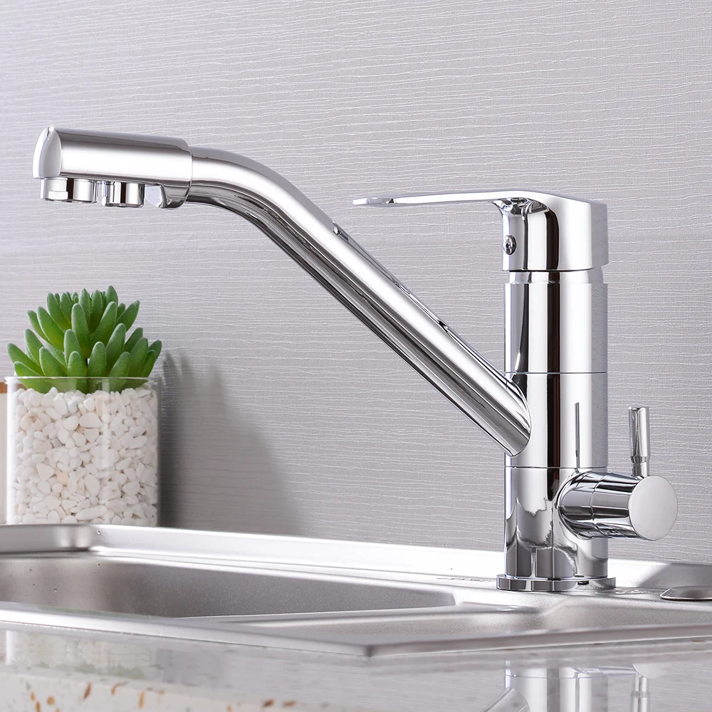  Kitchen Faucet Filter Water Swivel Drinking Faucet Dual Spout Purifier Kitchen Faucets Vessel Sink  - 33041895262