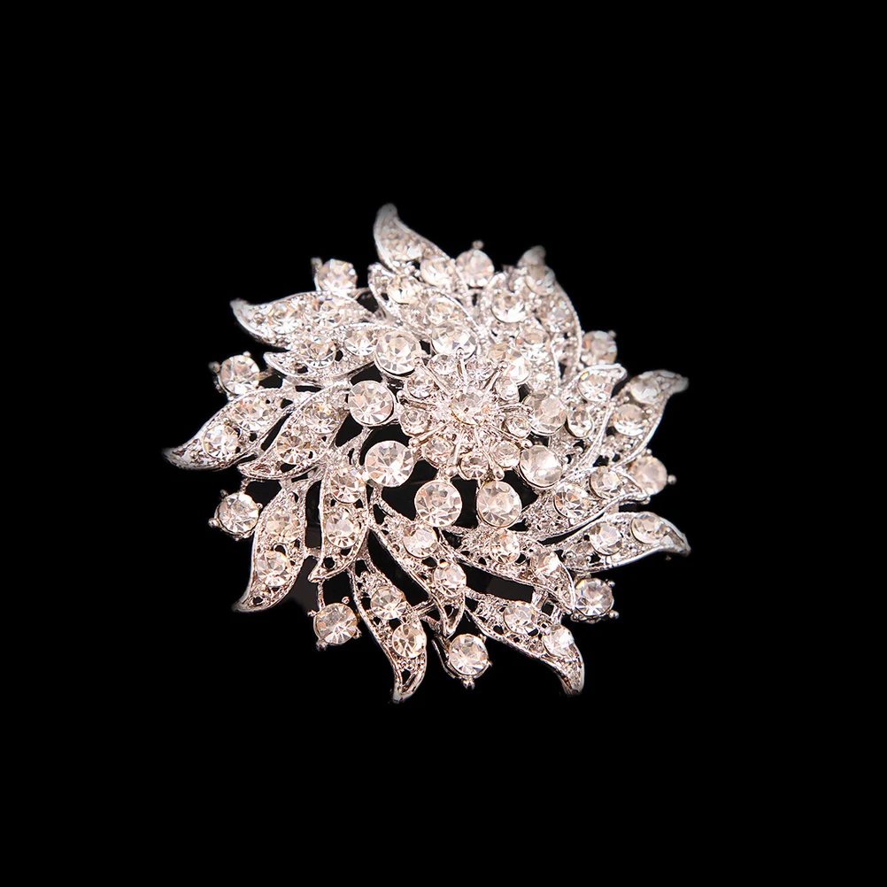 White Rhinestone brooch bouquet big brooches hijab pins and crystal rhinestone brooches wedding gift woman fashion