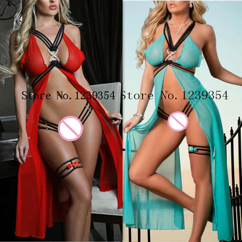 

Women Nightgowns Sleepshirts long gauze chest split skirt Women's Sleep Lounge