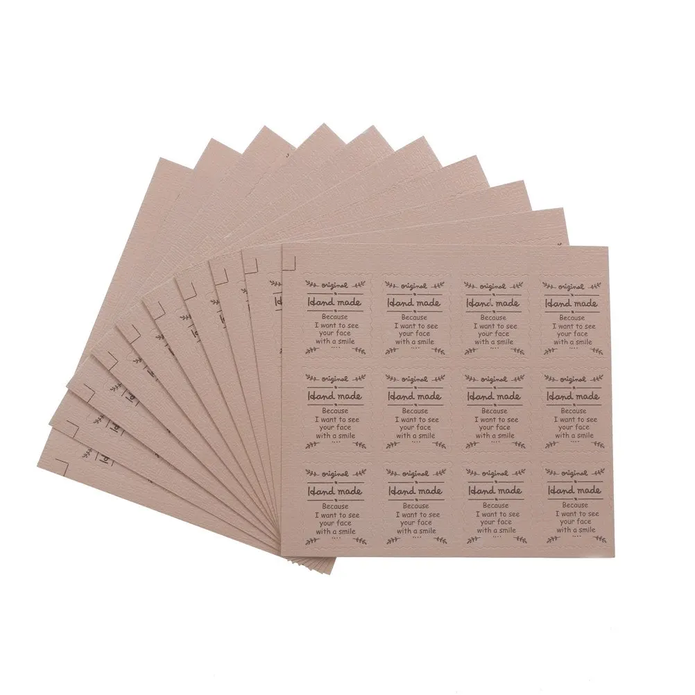 120PCS=10Sheets Stamp Design Handmade Seal Label Stickers DIY Self Adhesive Food Baking Sticker