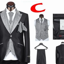 Custume Homme SlimTerno последние designswallow с раздвоенным хвостом высокое качество Формальные костюмы с остроконечным лацканом куртка Для мужчин Suit3Pieces черный