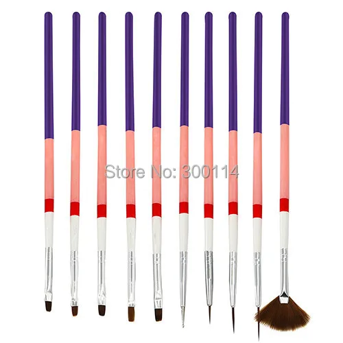 Atacado Novo Excelente Unha Art Pen 5 Cores Gel Acrílico Pintura Polish Drawing Escova Manicure Escovas 100 Conjuntos 10 Pcs 5 Pen 5 cores Gel acrílico pintura Nail