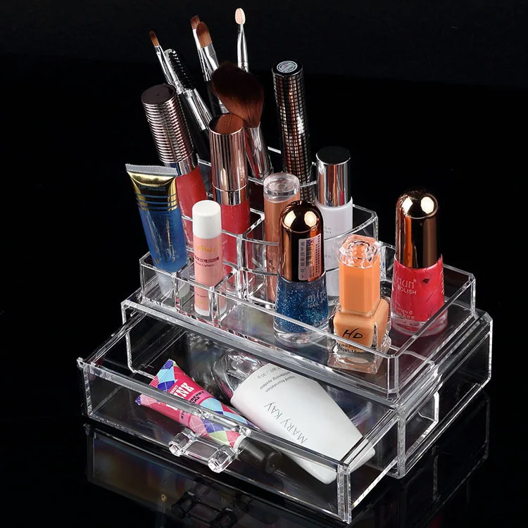 Portable Clear Acrylic Crystal Removeable Makeup Organizers Box Drawer