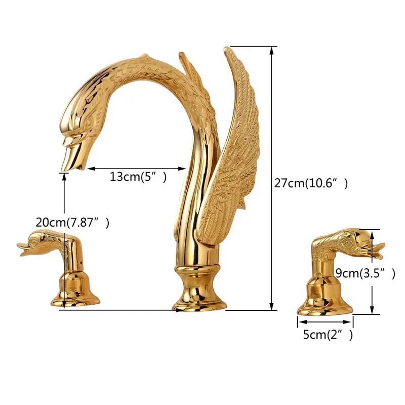 Золотой смеситель для ванной комнаты кран для горячей и холодной воды три отверстия две ручки смесительный кран ручка для птиц