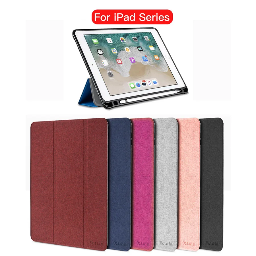 

Original Octaim Cases For iPad Air 2 2018 2017 Soft PU Pencil Holder Stand Wake Up Sleep case for Apple iPad 9.7 Model Tablet