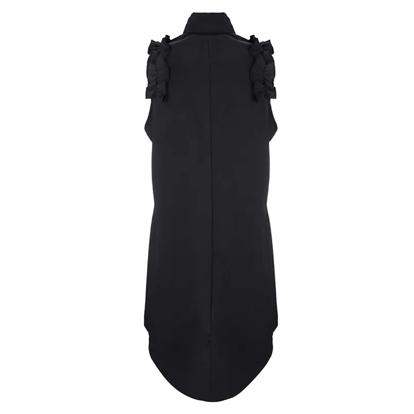 2018 Summer A-Line dress Women Beach Dress V-Neck Solid Chiffon Sleeveless Button Short Mini Dress Casual Ruffles #3j03#F (17)