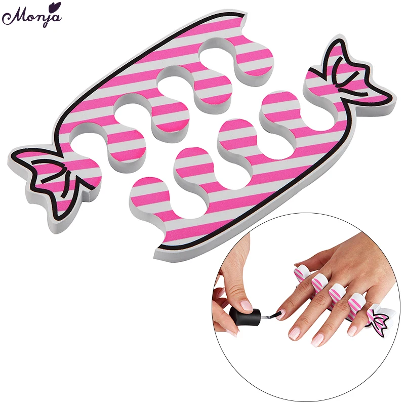 

Monja 2 Pcs Pink Candy Soft Foam Nail Art Finger Separators Sponge Detachable Care Gel Polish Easy Coating Assist Manicure Tool