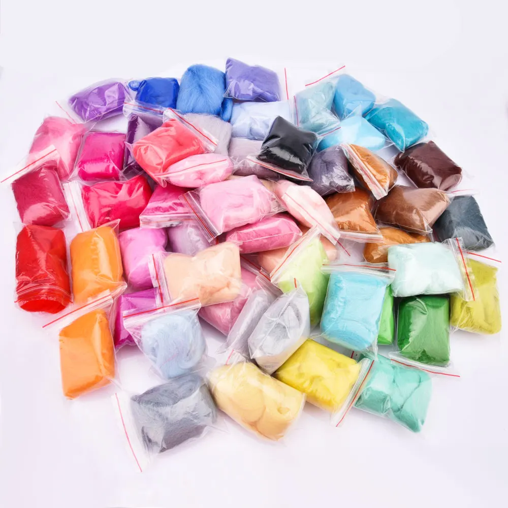 Wool Felt Fiber Needle Felting Wool Material 70s Poke Roving Wools Felt for Needlework Accessory DIY Craft Project Supply (9)
