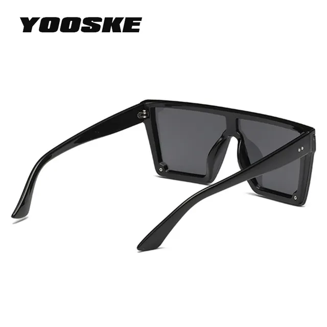 YOOSKE Oversized Sunglasses Men Vintage Brand Driving Sun Glasses Women Flat Top Big Frame Sunglass Retro
