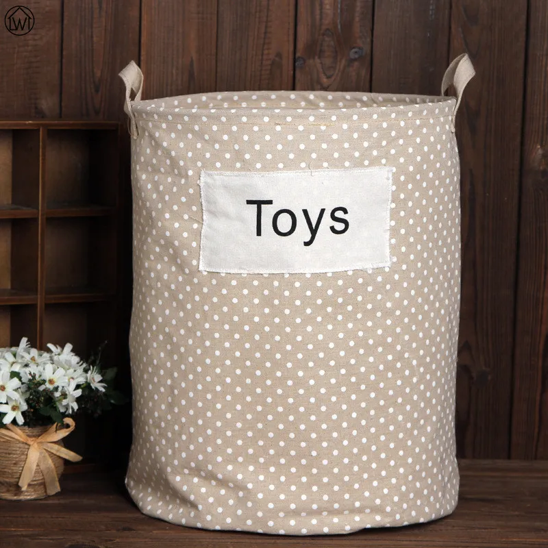 Folding Toy Storage Basket Beam Port Storage Barrels Linen Cotton