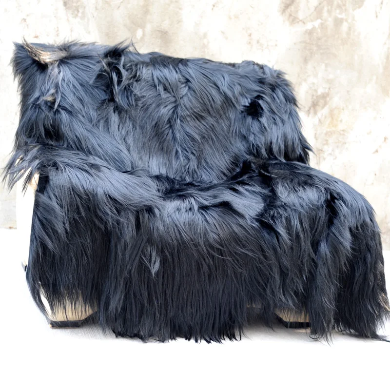 - CXD111 150200cm Decorative Carpet Real Black Goat Fur Design Blankets Rugs For Bedding Living Room DROP SHIPPING