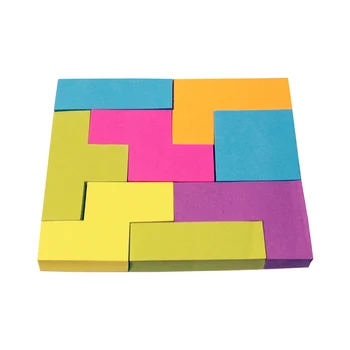 

4A Shapes Sticky Notes Puzzle 4 x 4 3/4 Inches Stationery Kawaii Planner Stickers Neon Assorted Self-Stick Memo Notes 4A 5078