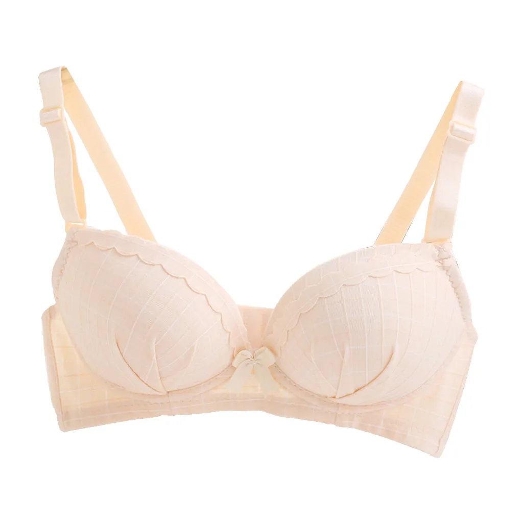 Beige Для женщин лук провод свободное белье Ropa подкладке Femenina Sujetadores Brasieres Para Mujer бюстгальтер без косточек подарок для любителя удобные - Цвет: Beige