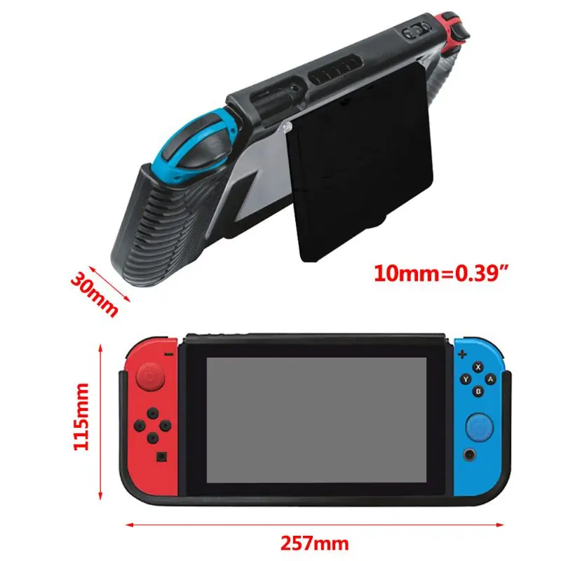 Protective Cover TPU Shell Anti-slip Grain Host Protective Shell Protector with Bracket for NS Switch Host Accessories
