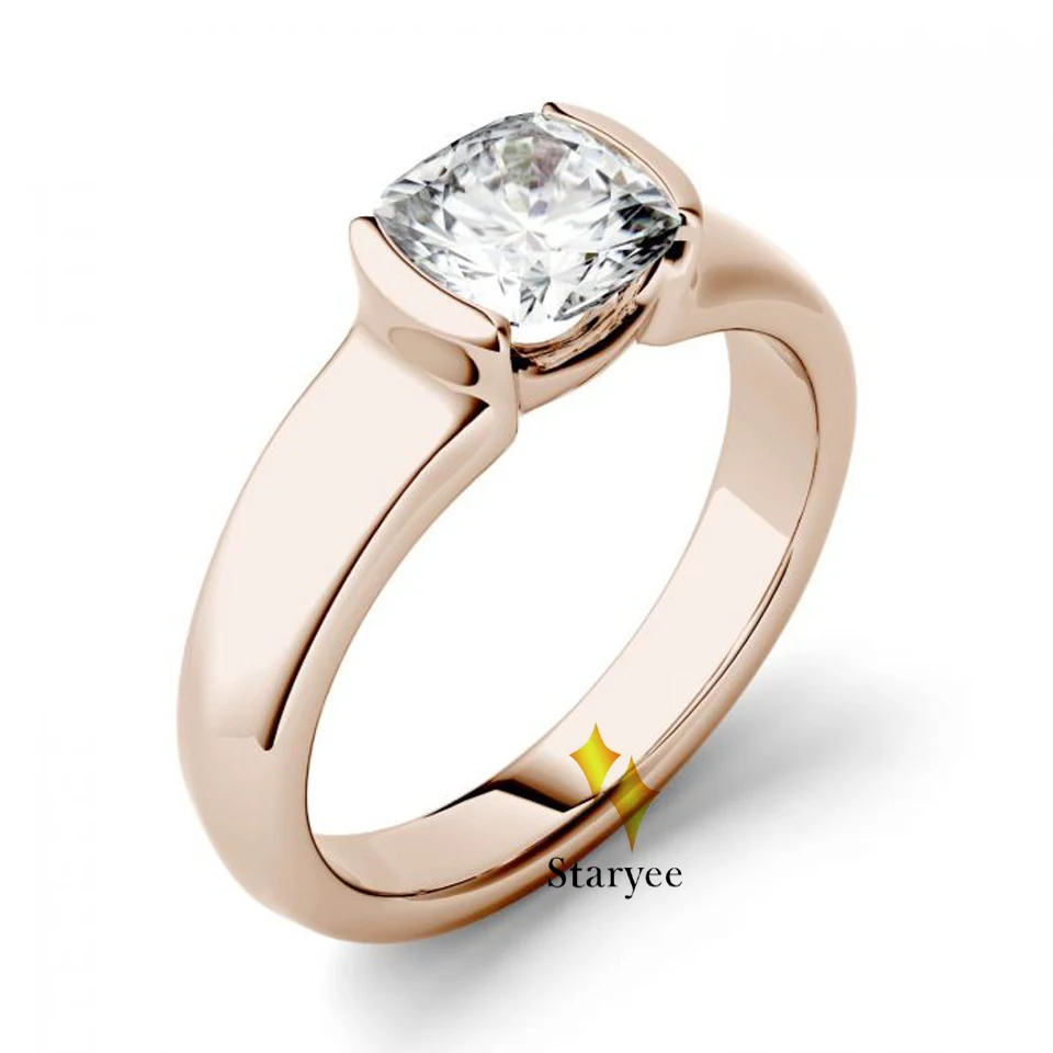 Тест Положительный 1.1ct 6 мм Excell Cut Муассанит солитер Кольцо Настоящее 18KT Au750 розовое золото лабораторный алмаз обручальное кольцо ювелирные изделия
