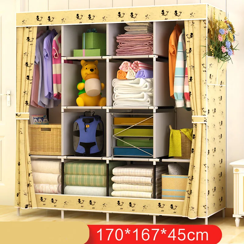  Actionclub Multi-function Wardrobe Fabric Folding Cloth Storage Cabinet DIY Assembly Easy Install R - 32846873053