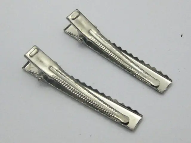

100 Silver Pinch Alligator Hair Clips 58mm with Teeth Bows