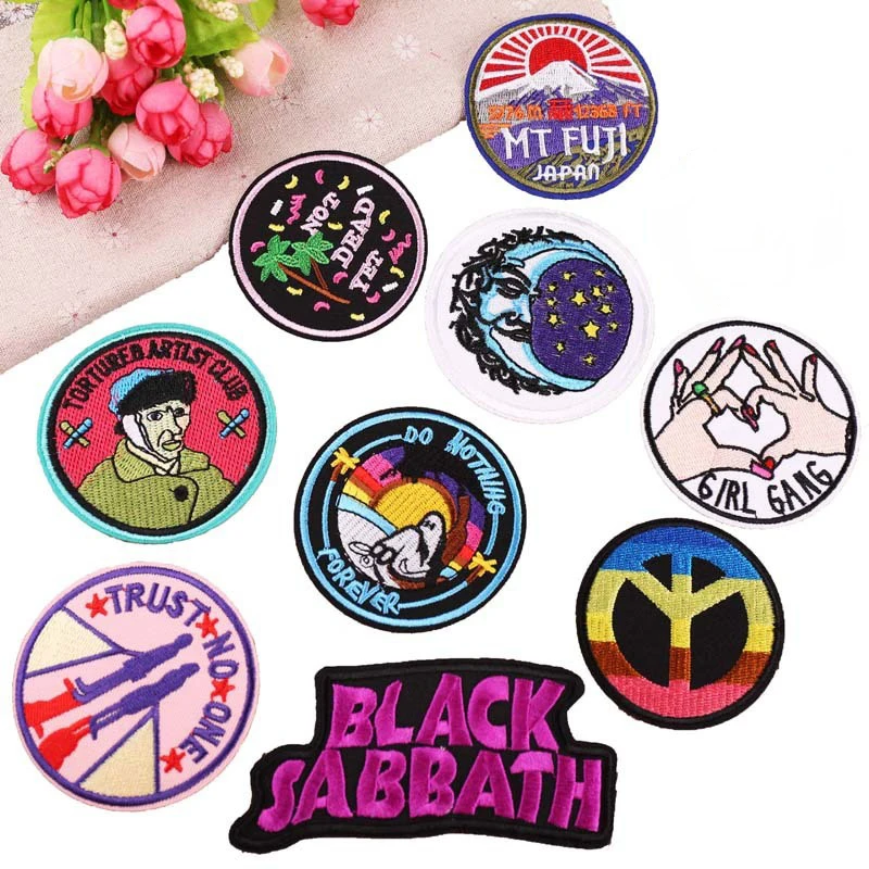 

PGY 1PCS Punk Patches Rainbow Embroidered Iron On Patch For Clothes Gay Pride Badges Backpack Applique Rainbow Sewing Stickers