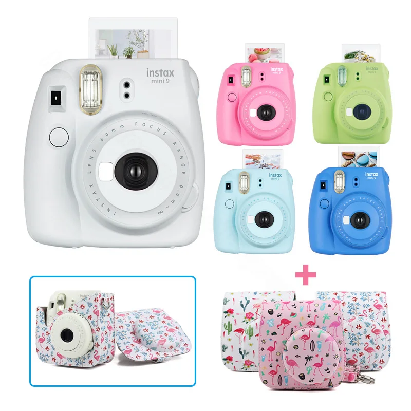 5 цветов Fujifilm Instax Mini 9 мгновенный фото фильм камеры комплект с ПУ Чехол для переноски плечевой ремень, использовать Instax Mini Фильм