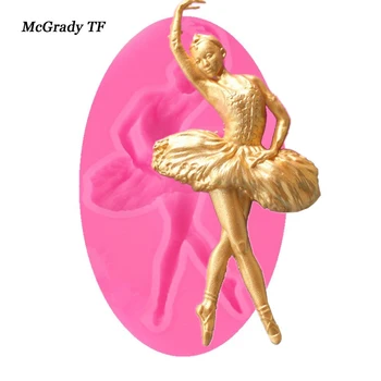 

1PC Ballet Dancing Girl Shaped Silicone Cake Mold handmade soap chocolate baking mold Sugar Craft Fondant Cake Tools Cake Mold
