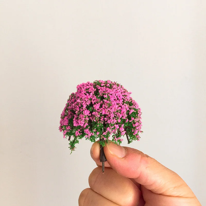 3Pcs/ artificial tree/miniatures/cute plants/pink flower/fairy garden