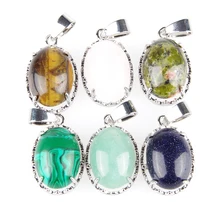 

CCHGM 2018 Love Summer Egg Shape Decoration Tiger Eye Opal Stone silvery Statement Necklace Charms Pendant jewelry Female Gift