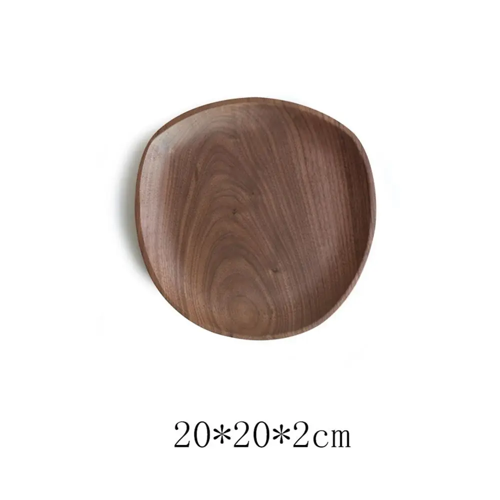 Irregular Oval Walnut Wood Pan Plate Fruit Dishes Saucer Tea Tray Dessert Dinner Plate Tableware Set - Цвет: 20x20x2CM