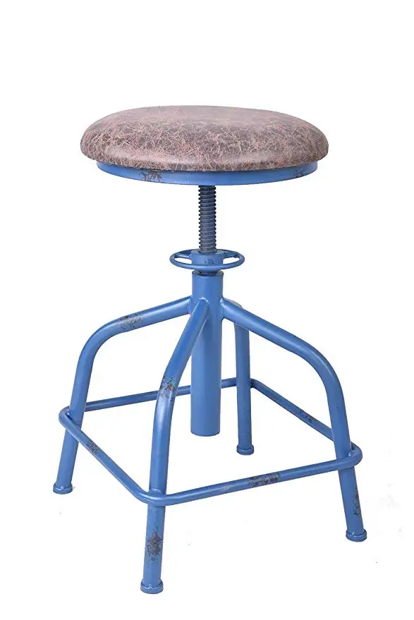 

Bar Chairs Antique Industrial Design PU Leather Bar Stool Round Seat Adjustable Swivel Bar Stools In Exterior House Design