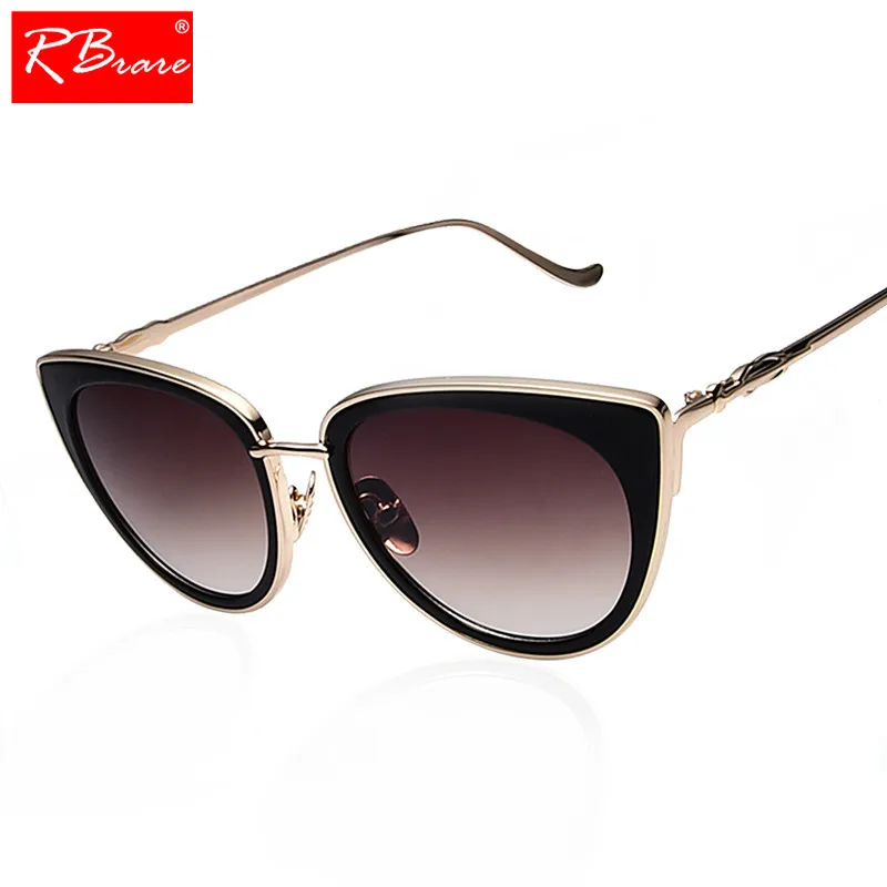 

RBRARE Metal Frame Cat Eye Women Sunglasses Female Sunglasses Famous Brand Designer Alloy Legs Glasses oculos de sol feminino