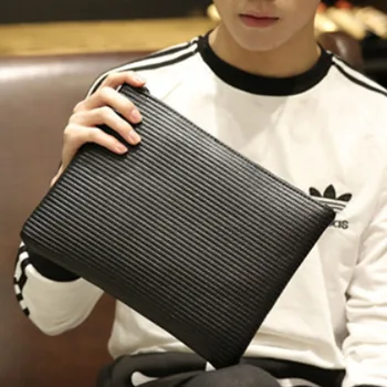 

New Fashion Men's Clutch Handbag Leisure Envelope Bag Business PU Leather Bag Clutch Bag Portable Wrist Bag