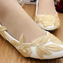 Плоские золотые листья цветы вечерние женская обувь hs071 ручной работы дамы леди женские золотистые свадебные туфли на плоской подошве