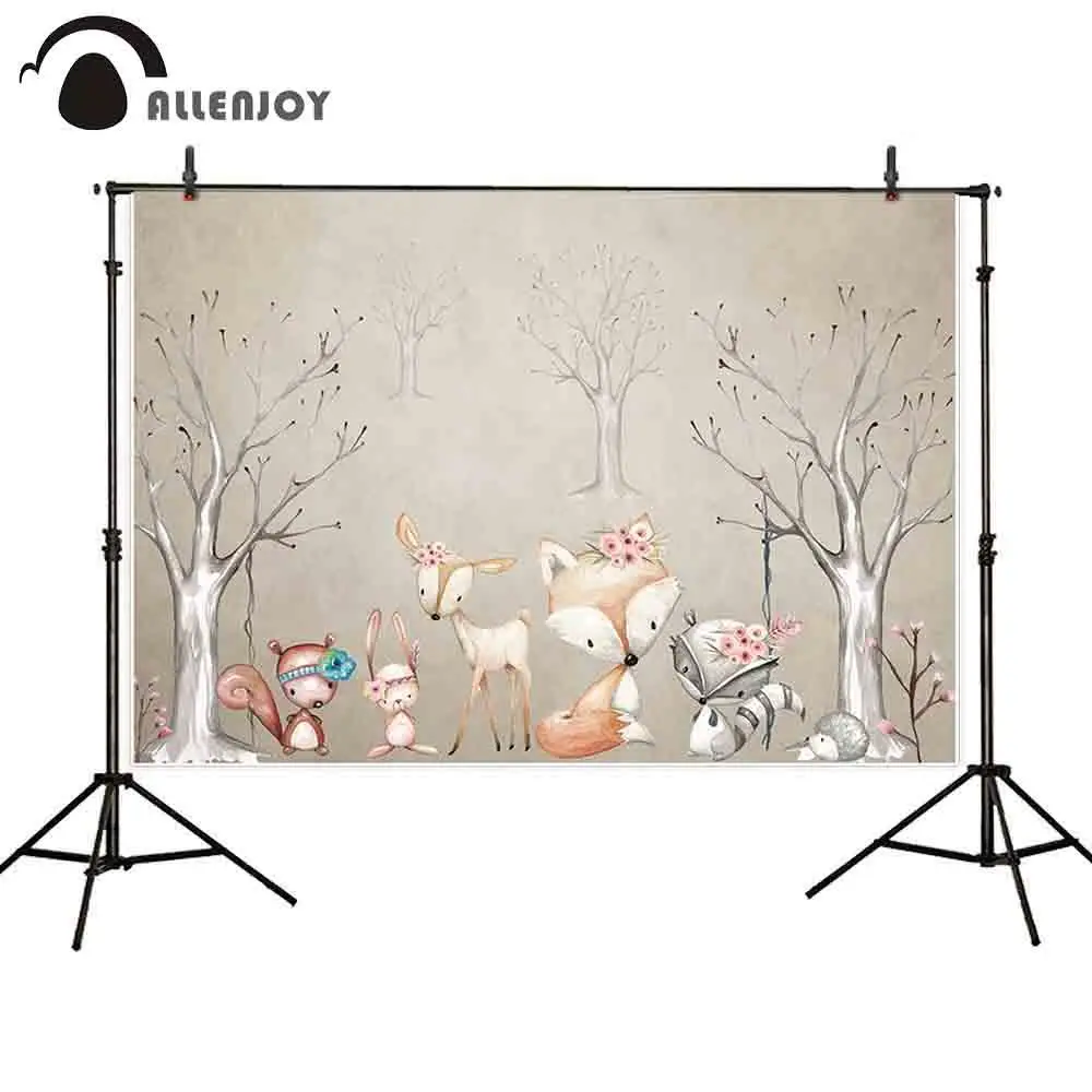 

Allenjoy background for photo studio fox forest theme flower tree backdrop photography photocall photobooth prop printed