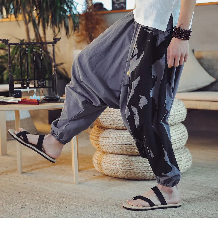 Sinicism магазин стильный принт в китайском стиле повседневные брюки для мужчин осень негабаритных Модные мужские тренировочные брюки мужские широкие свободные брюки
