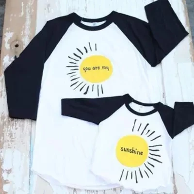 Mommy and Daughter Family Matching Mother Daughter Shirt Tops Clothes Sun Printing Long Sleeve Coat Kids Parent Child Outfits