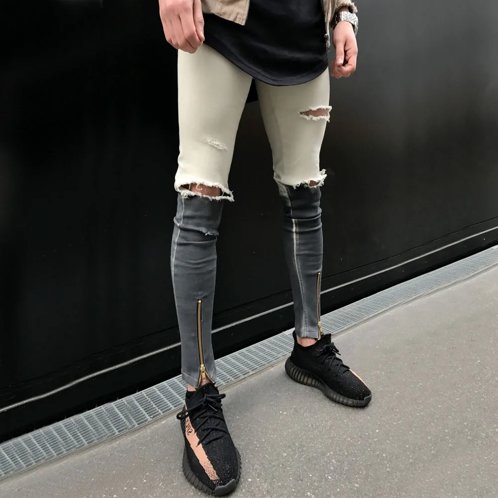 Helisopus мужские обтягивающие джинсы уличной локомотив Рваные Homme джинсовые