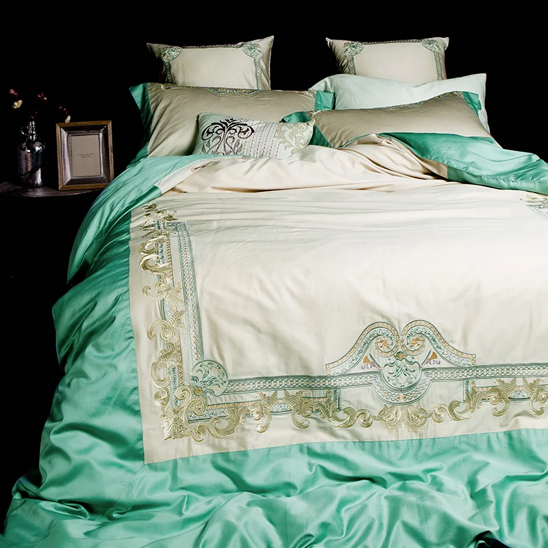 Китайский стиль ретро Постельное белье из египетского хлопка шелк вышитые постельное белье 4/6 шт. King queen Размеры простыня комплект