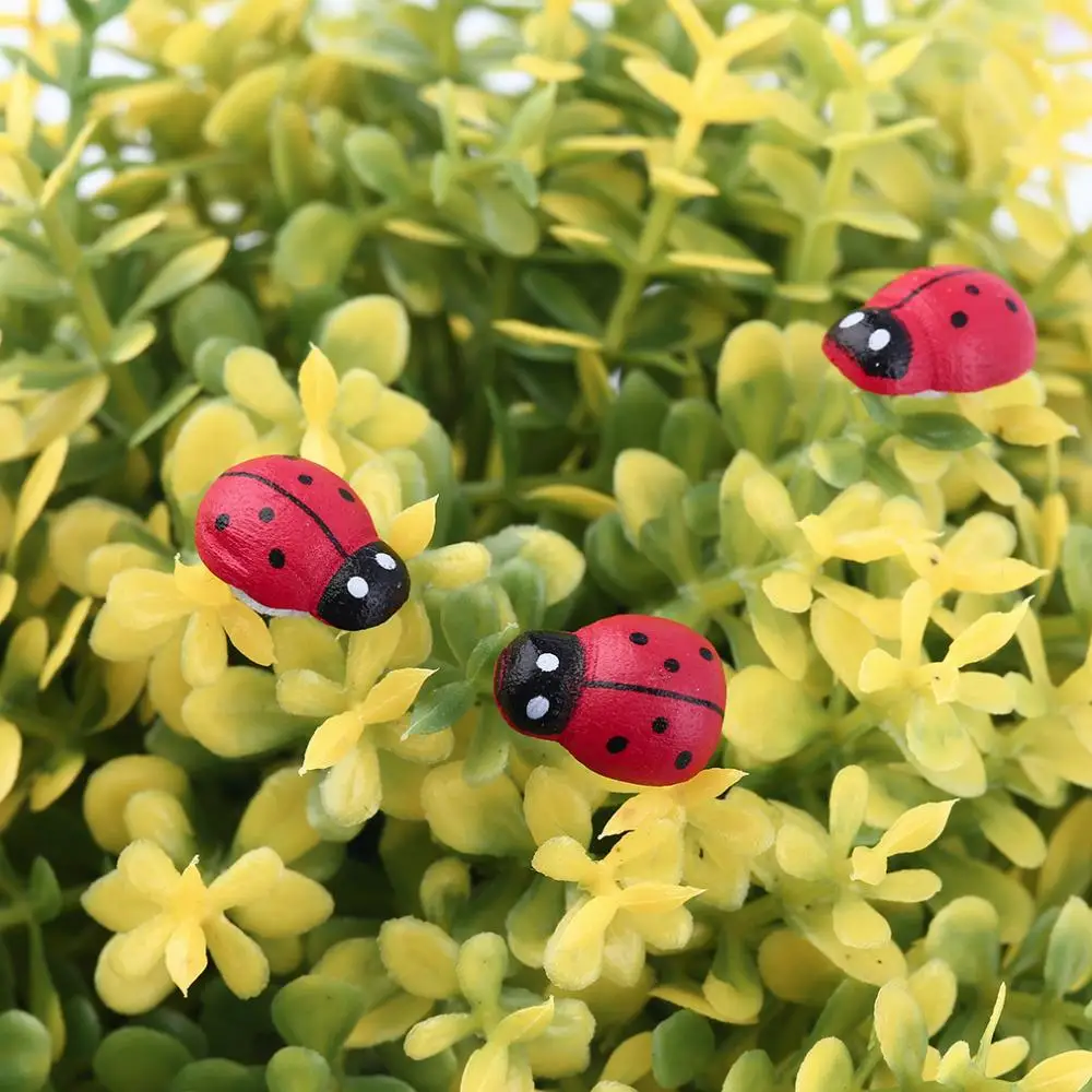 200Pcs Painted Ladybug Self Adhesive Wood Craft Fridge Paste Cabochon Scrapbooking Decoration 8x11mm Worldwide Store | Дом и сад