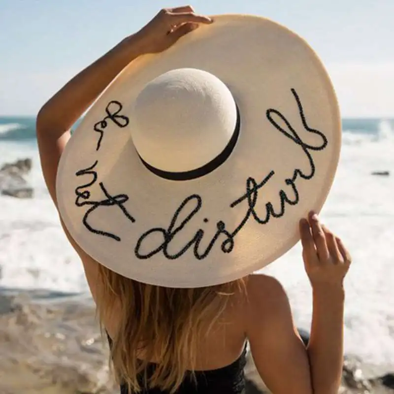MYZOPER модная новая однотонная Соломенная шляпка с буквенным принтом Повседневная Женская пляжная летняя шляпа