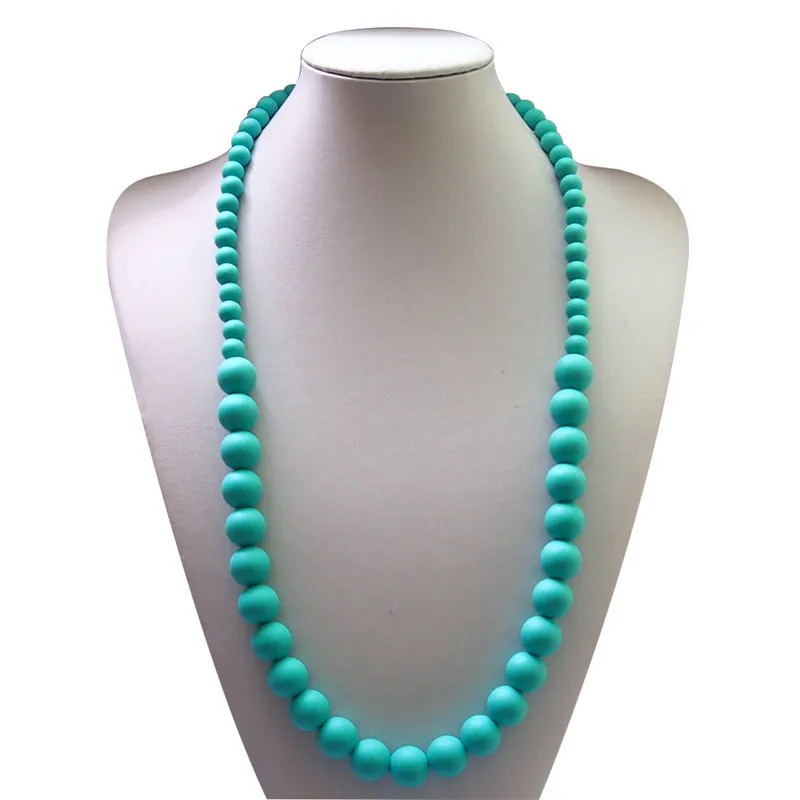 FDA Approved Silicone Baby Teething Necklace Beaded Chewable Teether