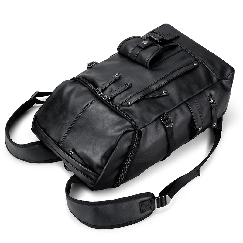 Мужской Дорожный рюкзак FEIDIKABOLO черный кожаный для путешествий ноутбука mochila