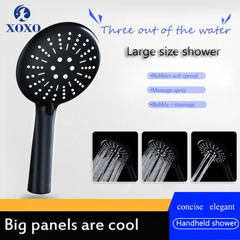 

XOXO 3 Function Luxury Black Shower Head Removable Hand Held 8 inch Rainfall Spray Shower Head Set For Bathroom Shower Head PT07