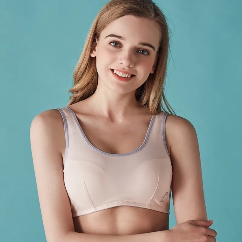 

Roseheart Fashion Women Skin Blue Soft Bralette Wireless Small Chest Student Bras Girl Padded Cotton Female Cup A B Maiden Bras