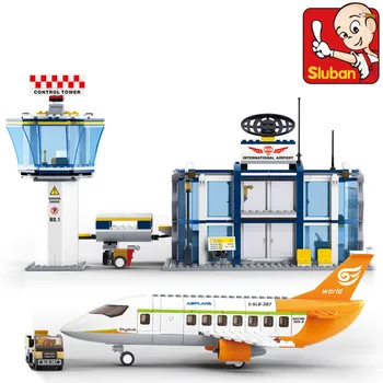 

SLUBAN B0367 International Airport Model Building Blocks Enlighten Toys For Children suitable City Series Boy