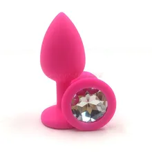 Pink 2PCS Set Silicone Anal Plug Unisex Plated Jeweled Sex Stopper Adult Toys for Men and Women Anal Trainer
