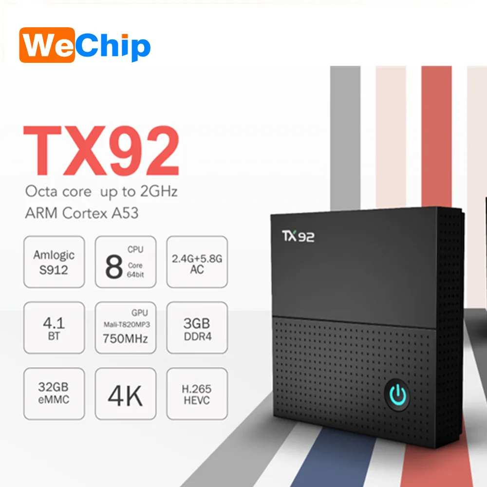 

TX92 TV Box Amlogic S912 Octa-core Smart Android 7.1 Box BT 4.1 1000M LAN Max 3G+32G 2.4G/5G Wifi Media Player PK T95Z PLUS