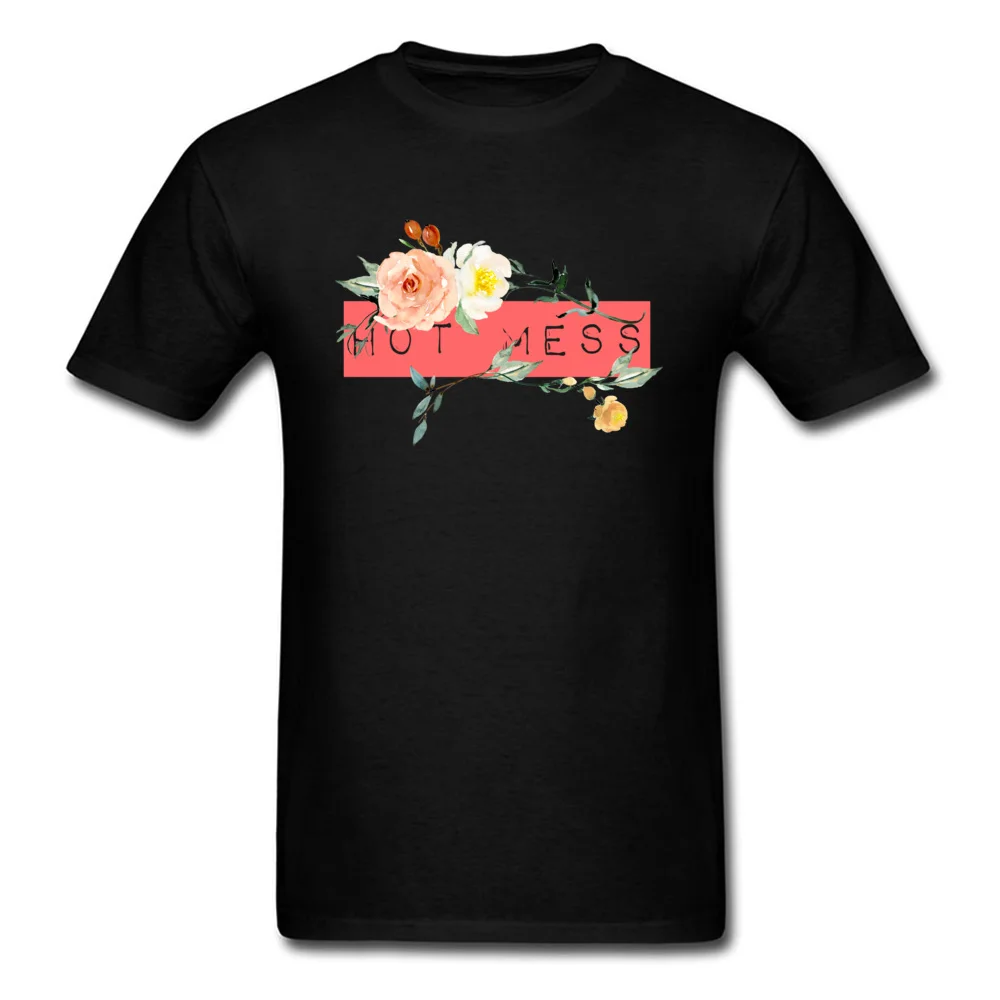 HOT MESS Round Neck Top T-shirts Summer Tops T Shirt Short Sleeve Oversized 100% Cotton Fabric comfortable Tee Shirt Custom Men HOT MESS black