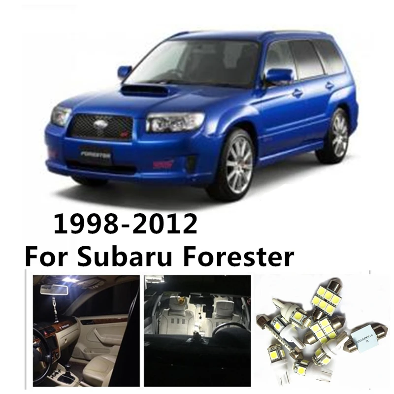 

LOAUT 8pcs White Car LED Light Bulbs Interior Package Kit For Subaru Forester 1998-2012 Dome lights Map lights