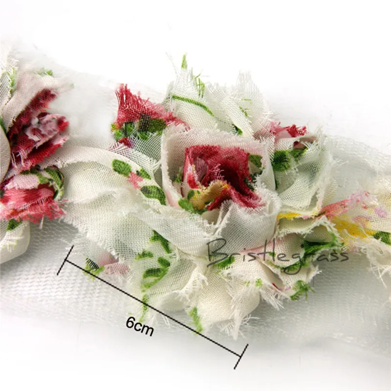 Щетина 1 Ярд 2," потрепанная роза цветок Розетка отделка из сетки, кружева дети повязки на голову аксессуары для волос свадебное платье невесты