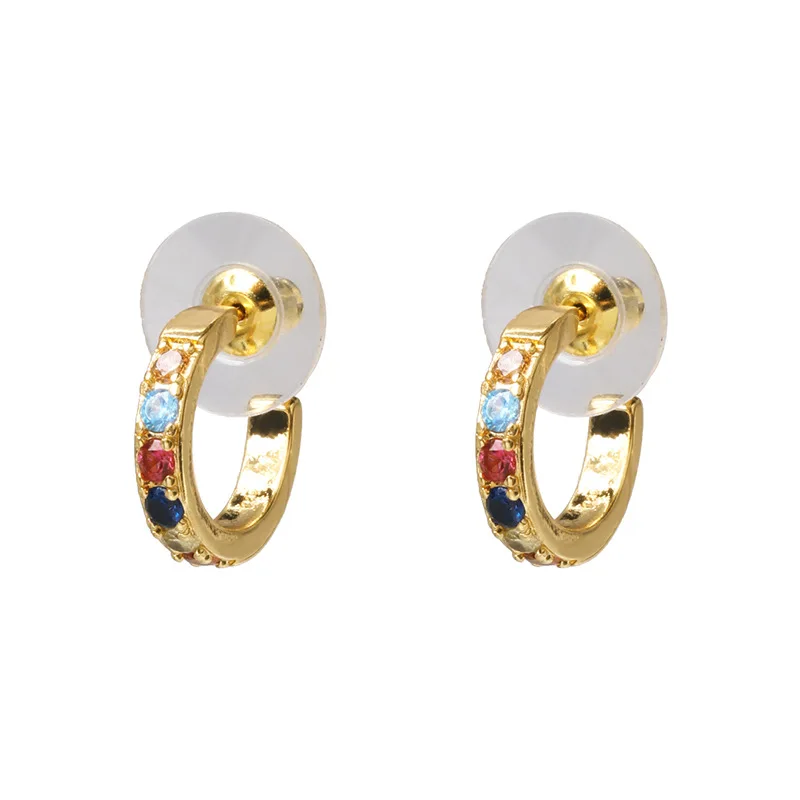 Joolim High End Finish красочный кубический цирконий серьги-кольца - Окраска металла: Colorful